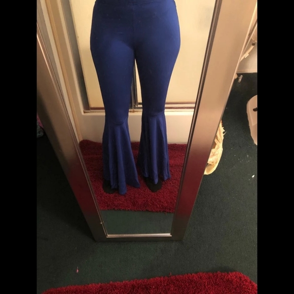 Blue Flare Bell Bottom Stretch Pants - Picture 2 of 5